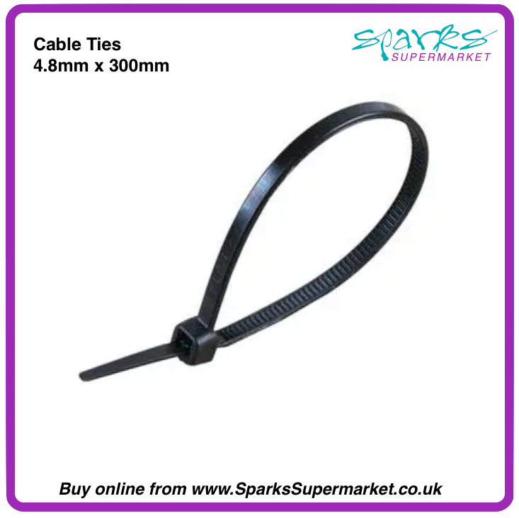 Black Cable Ties 3.6mm X 200mm - 100 Pack