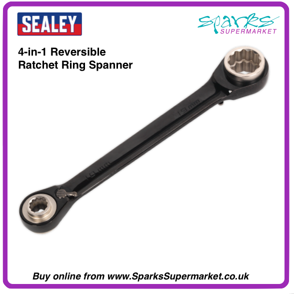 Sealey 4-in-1 Reversible Ratchet Ring Spanner AK7979 QUAD SPANNER