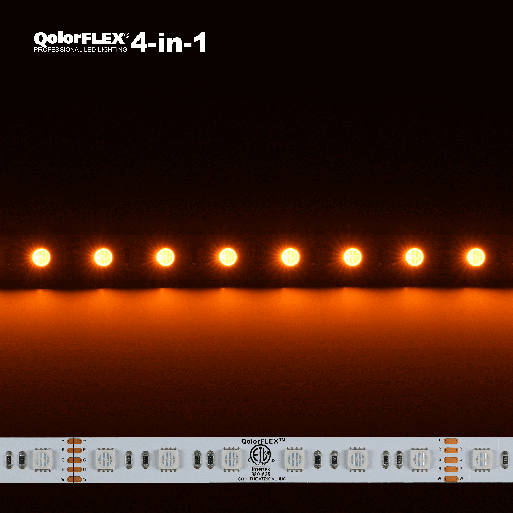 QOLORFLEX QUAD CHIP RGBA LED STRIP RGB + Amber Sparks Theatrical