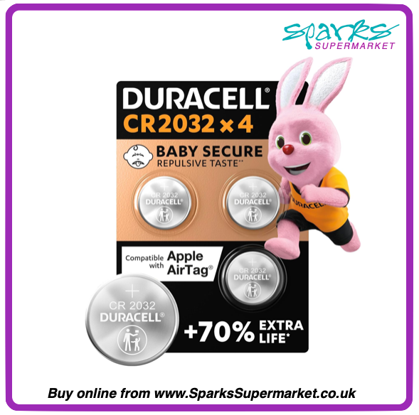 Duracell CR2032 Lithium Coin Batteries 3V (4 Pack)