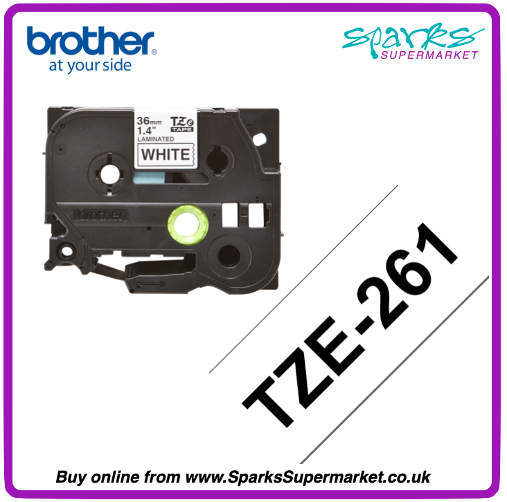 Brother TZe P-touch Label Tape - White on Black