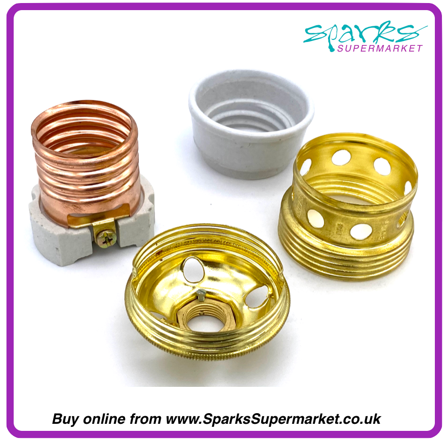 E40 Lamp holder Brass / Porcelain Sparks Theatrical Lighting Supermarket