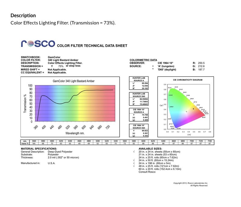 Gam color filter 340 Light Bastard Amber