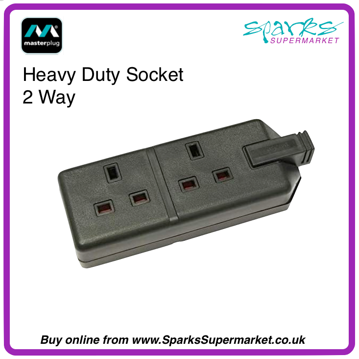 13A, 2 WAY SOCKET HEAVY DUTY, BLACK