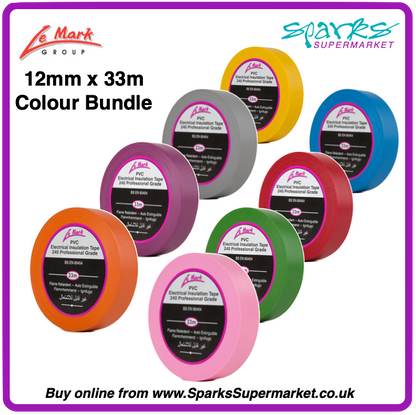 LX Tape -12mm x 33m - 8 Roll Colour Bundle