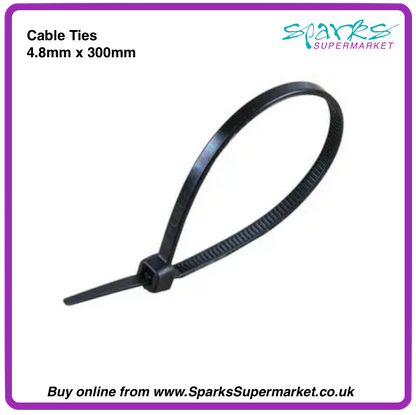 Black Cable Ties 4.8mm X 300mm - 100 Pack