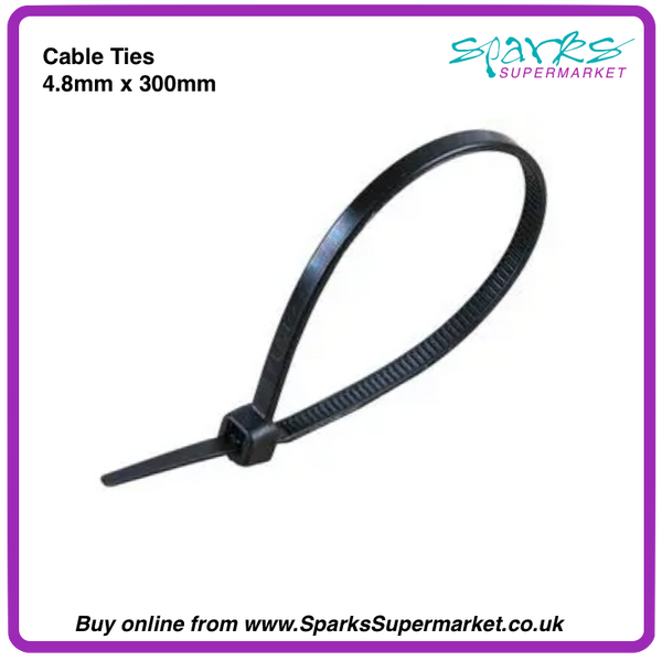 Black Cable ties 4.8mm X 300mm - 100 pack