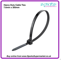 Heavy Duty Cable ties 7.6mm X 300mm - 100 pack - Black