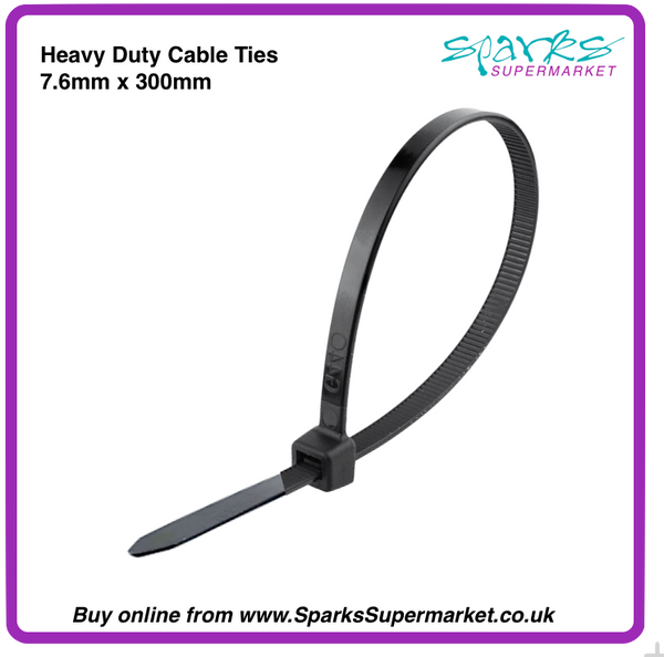 Heavy Duty Cable ties 7.6mm X 300mm - 100 pack - Black