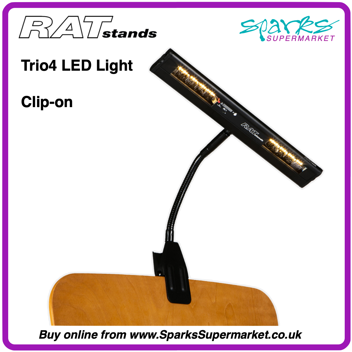 RATStands 73Q05 Trio4 LED Light Clip-on