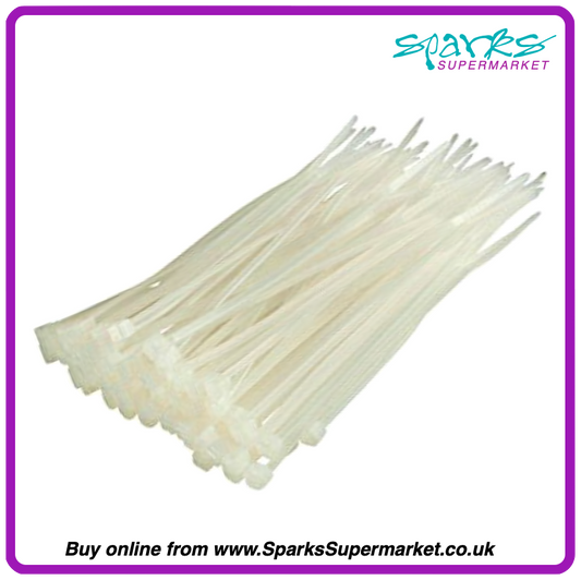 White / Natural Cable Ties 3.6mm X 200mm - 100 Pack