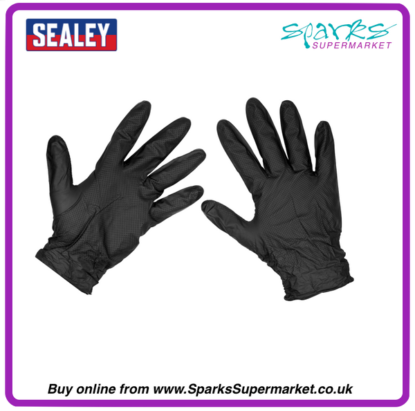 SEALEY SSP57L Diamond Grip Extra-Thick Nitrile Gloves 