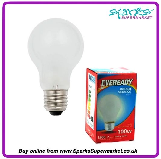 EVEREADY 100W ES E27 GLS Pearl Light Bulbs