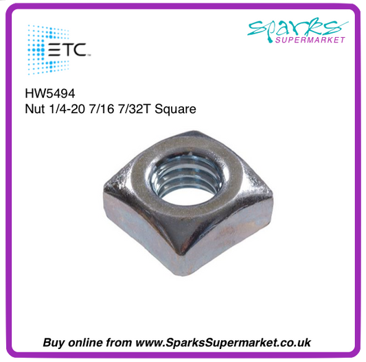 HW5494 Nut 1/4-20 7/16 7/32T Square