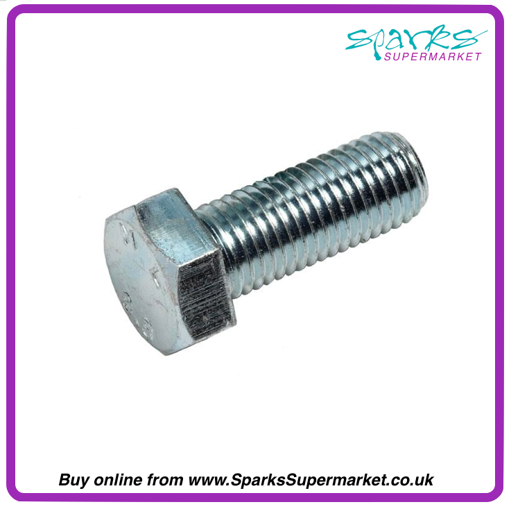 M12 x 40 Hex Head Set Screw: Mild Steel, bright zinc plated