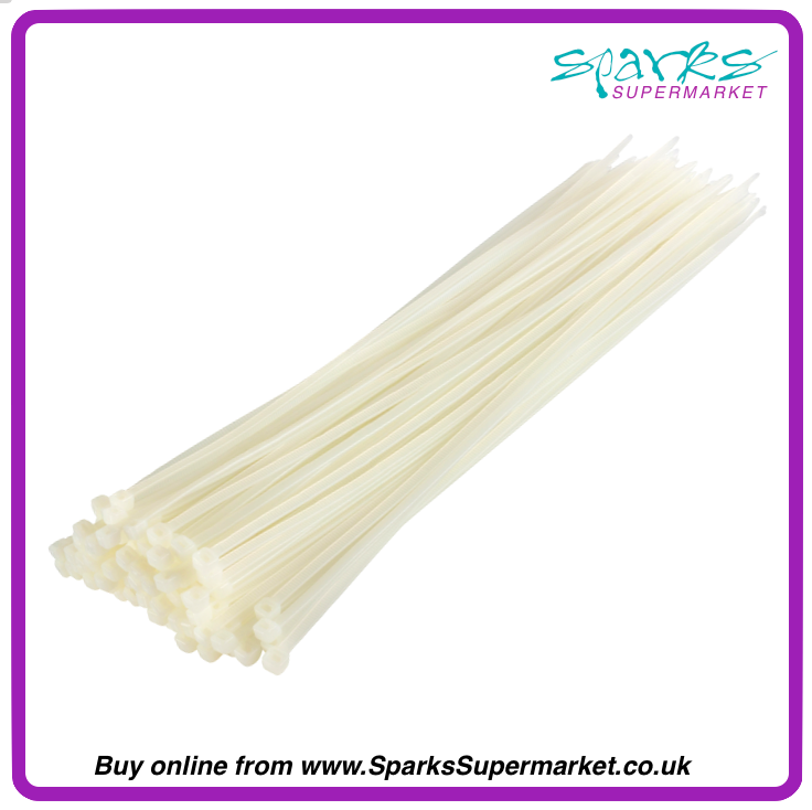 Natural White Cable Ties 4 8mm X 300mm 100 Pack Sparks Theatrical natural-white-cable-ties-4-8mm-x-300mm-100-pack-sparks-theatrical