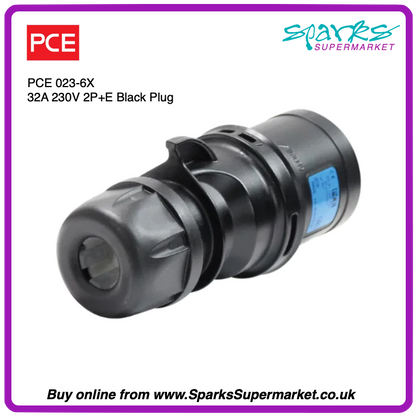 32A 230V 2P+E Black Plug