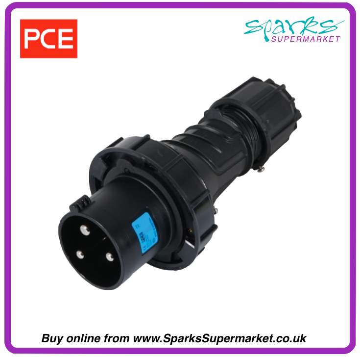 63A 230V IP67 2P+E Black Plug (033-6xs)