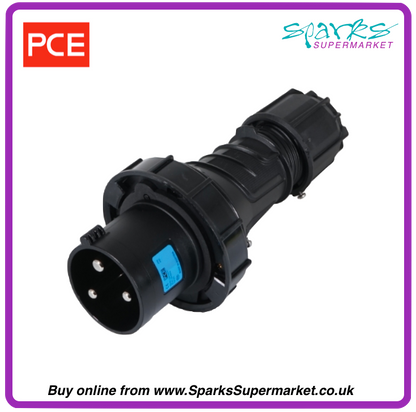 63A 230V IP67 2P+E Black Plug (033-6xs)