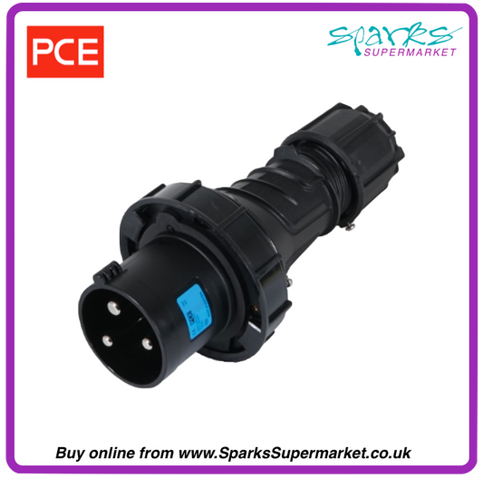 63A 230V IP67 2P+E Black Plug (033-6xs)