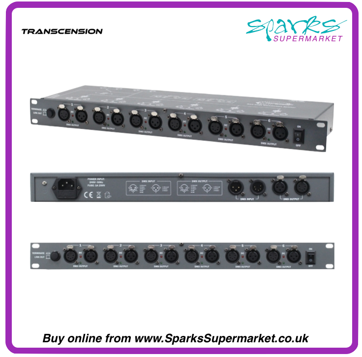 6 WAY DMX SPLITTER RS6 RACKMOUNT