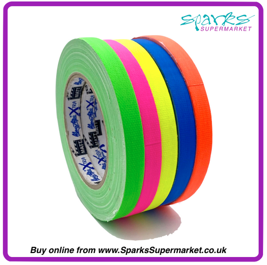 5 Roll Bundle - 12mm x 25m Fluorescent Gaffa Tape
