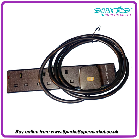 2m 4-Way UK Mains Power Extension, Black