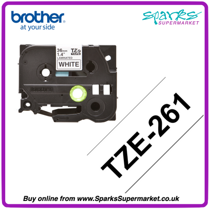 Brother TZe P-touch Label Tape - White on Black
