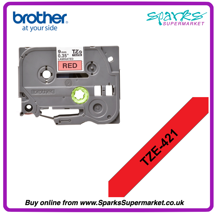 Brother TZe P-touch Label Tape - Black on Red