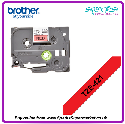 Brother TZe P-touch Label Tape - Black on Red