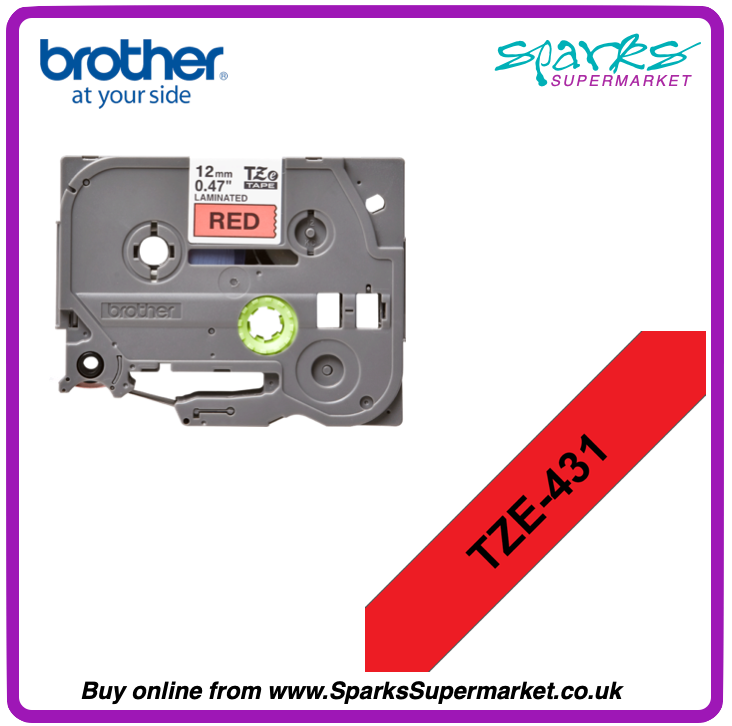 Brother TZe P-touch Label Tape - Black on Red