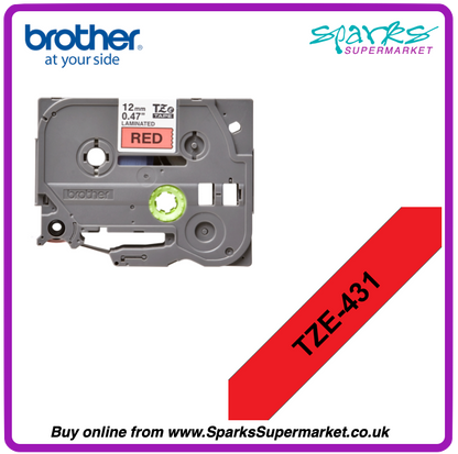 Brother TZe P-touch Label Tape - Black on Red