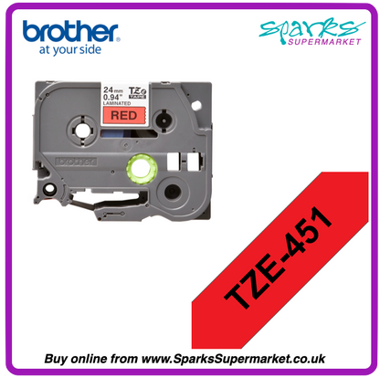 Brother TZe P-touch Label Tape - Black on Red