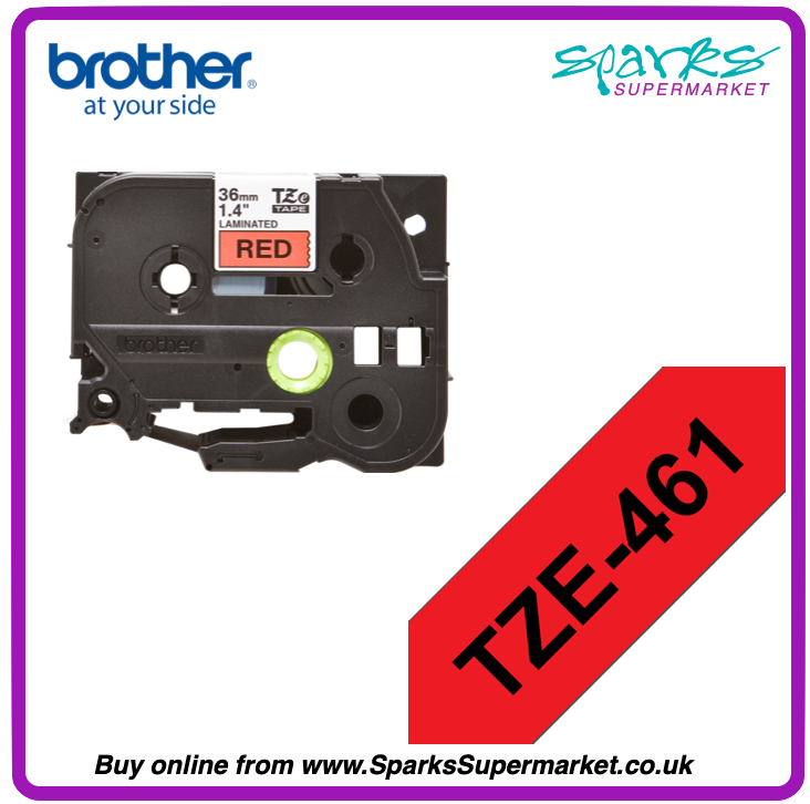 Brother TZe P-touch Label Tape - Black on Red