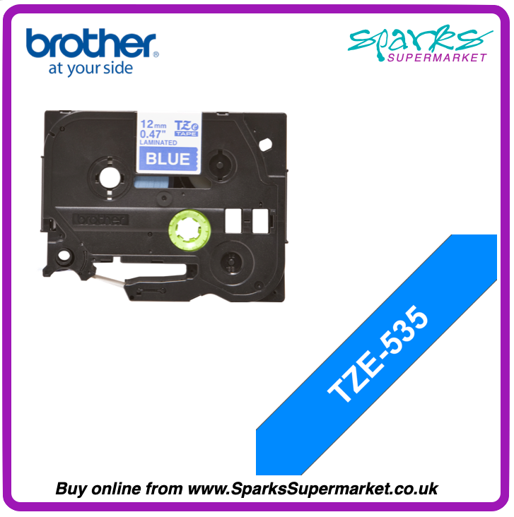 Brother TZe P-touch Label Tape - White on Blue