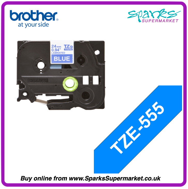 Brother TZe P-touch Label Tape - White on Blue
