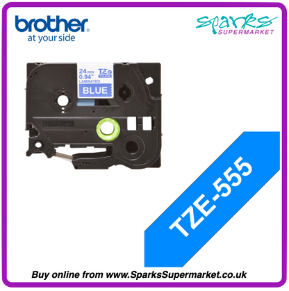 Brother TZe P-touch Label Tape - White on Blue