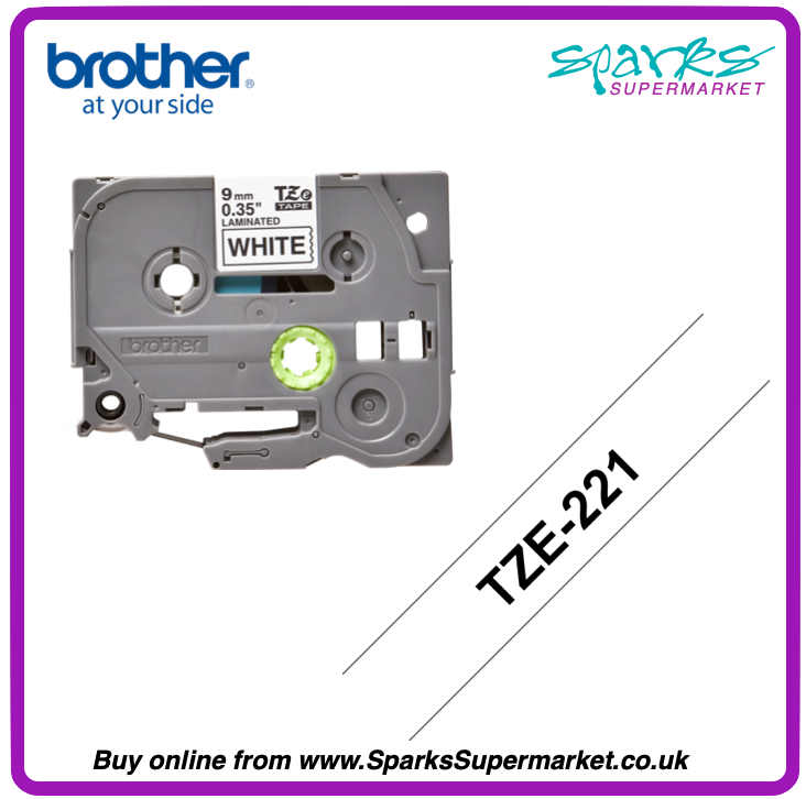 Brother TZe P-touch Label Tape - White on Black