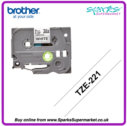 Brother TZe P-touch Label Tape - White on Black