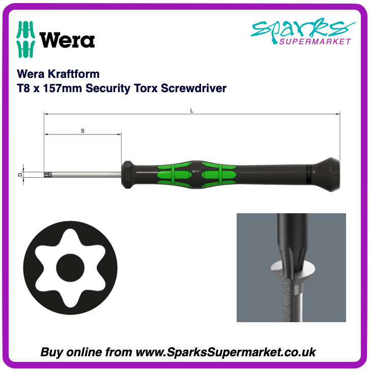 Wera Kraftform Micro T8 Security Torx Screwdriver 157mm
