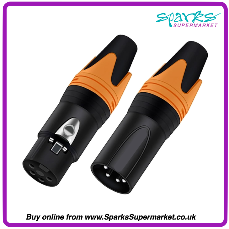 5 Pin XLR Connectors - Black / Orange