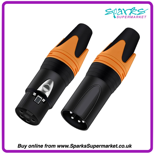 5 Pin XLR Connectors - Black / Orange