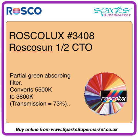 ROSCOLUX #3408 ROSCOSUN 1/2 CTO