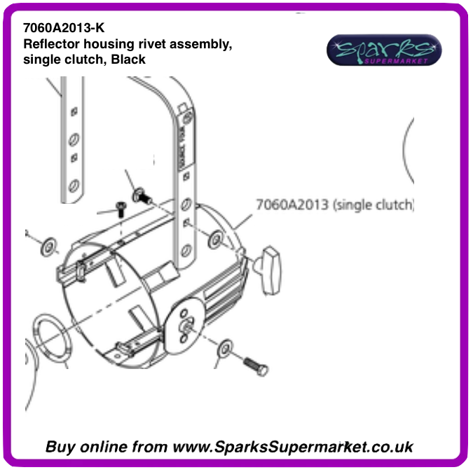 7060A2013-K Reflector housing rivet assembly, single clutch, Black