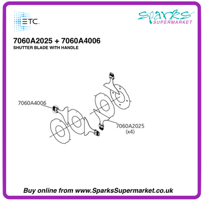 7060A2025 & 7060A4006 Shutter Blade Assembly with Handle