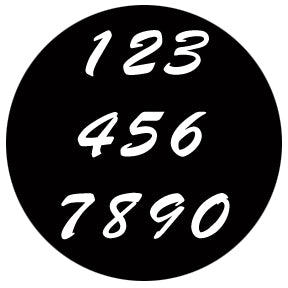 ROSCO STEEL GOBO 78262	Brush Script Numbers