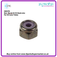 HW370 Nut, NyLok 8/32 black zinc (For S4 Lens Tubes))