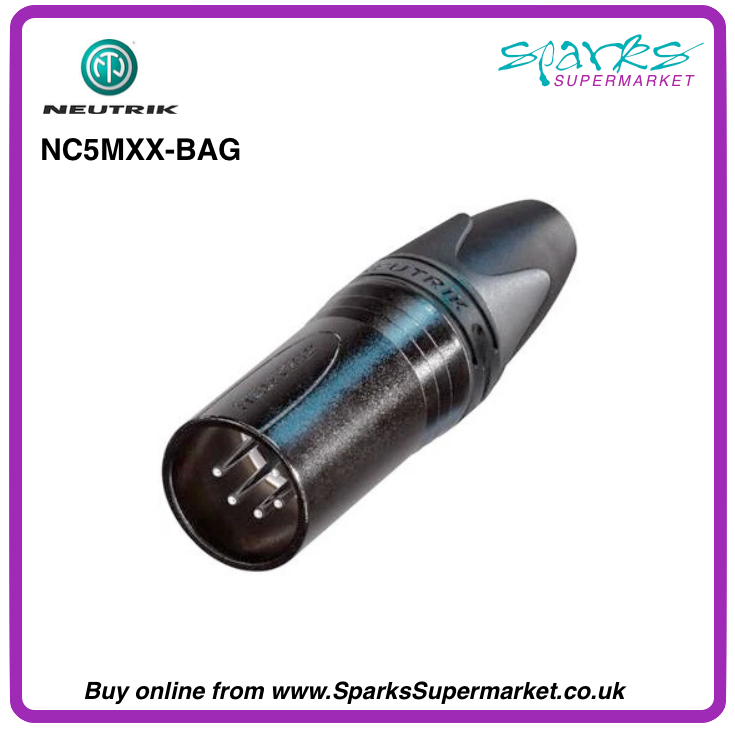 XLR5  5 Pole XLR Cable Connector male - Black ( NC5MXX-BAG )