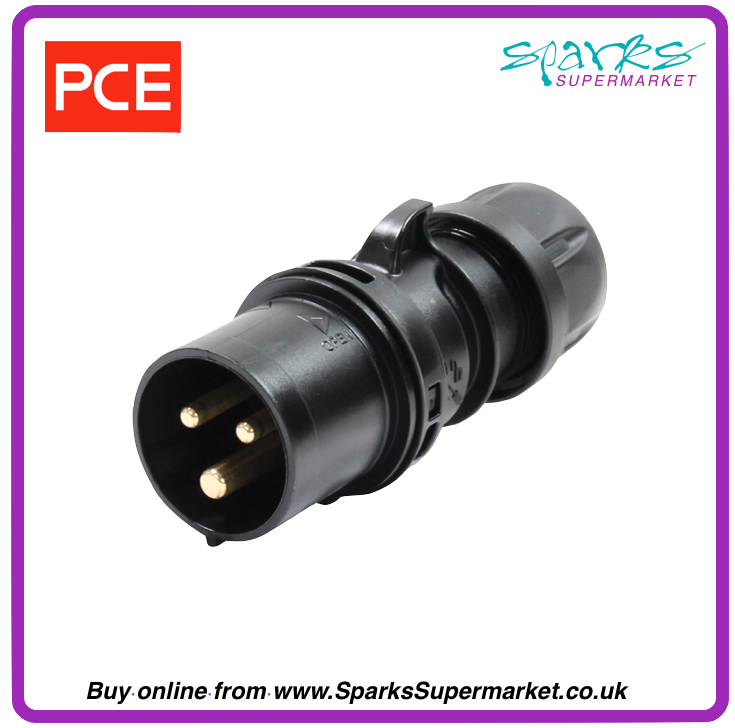 16A 230V 2P+E Black Plug – Sparks Theatrical Lighting Supermarket