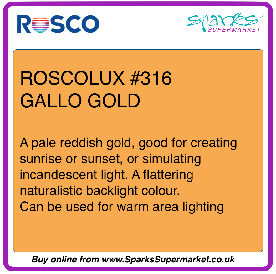 Roscolux #316 Gallo Gold